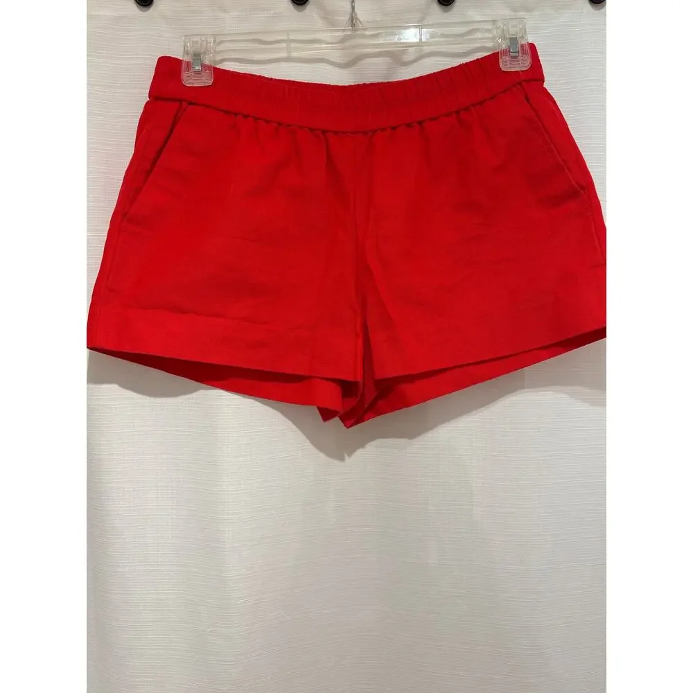 J. Crew Factory Bright Red Cotton-Linen Blend Shorts